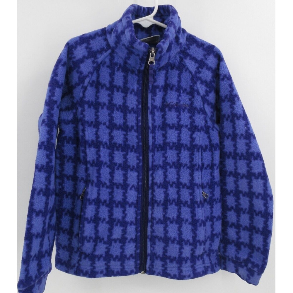 COLUMBIA‎ Fleece Zip Front Jacket Youth Girl's Size Small (7) Purple Print